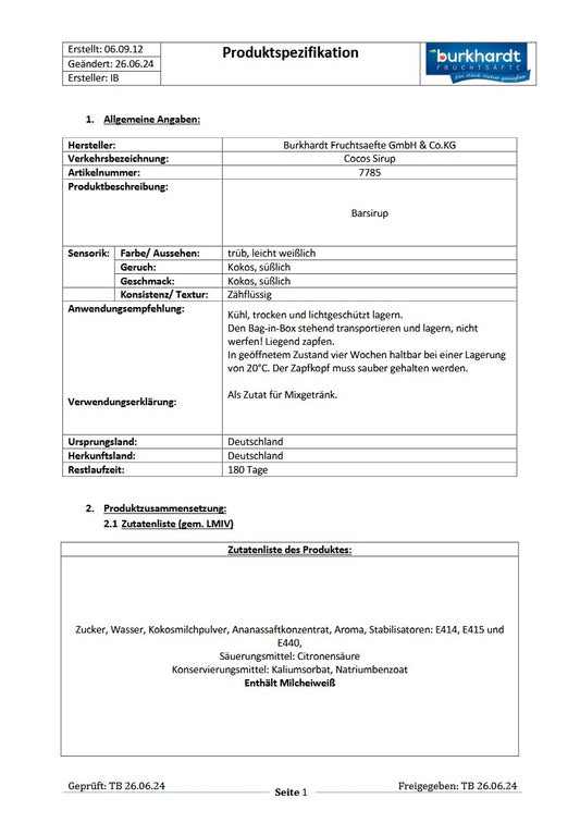 4* Sirup Cocos 5L BiB