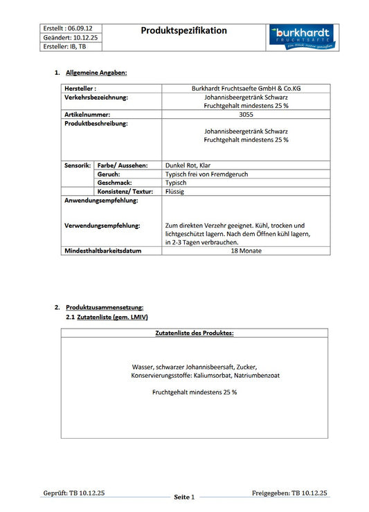 2 x Johannesbeergetränk 10L BiB