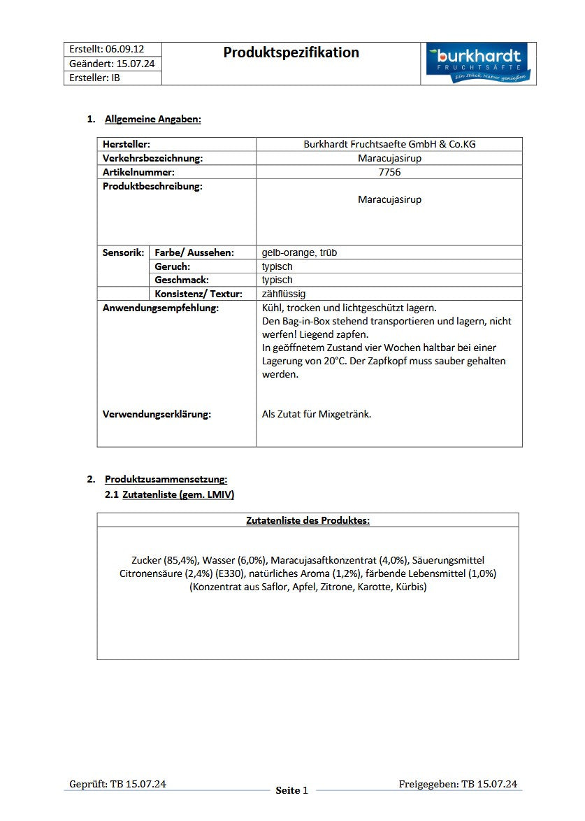 4* Sirup Maracuja 5L BiB