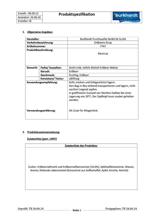 4* Sirup Erdbeer 5L BiB