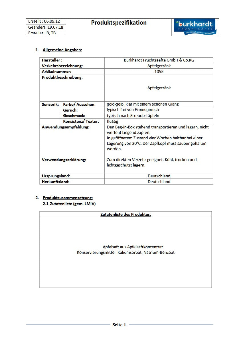 2 x Apfelsaftgetränk 10L BiB