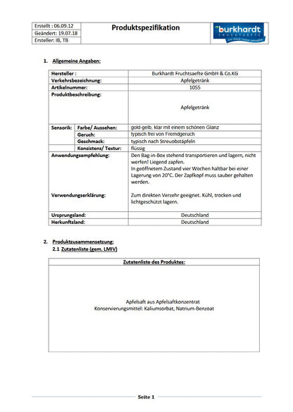 2 x Apfelsaftgetränk 10L BiB