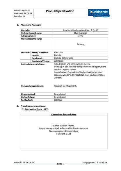 4*  Sirup Blue Curacao 5L BiB