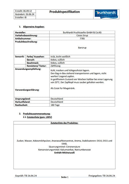 4*  Sirup Cocos 5L BiB