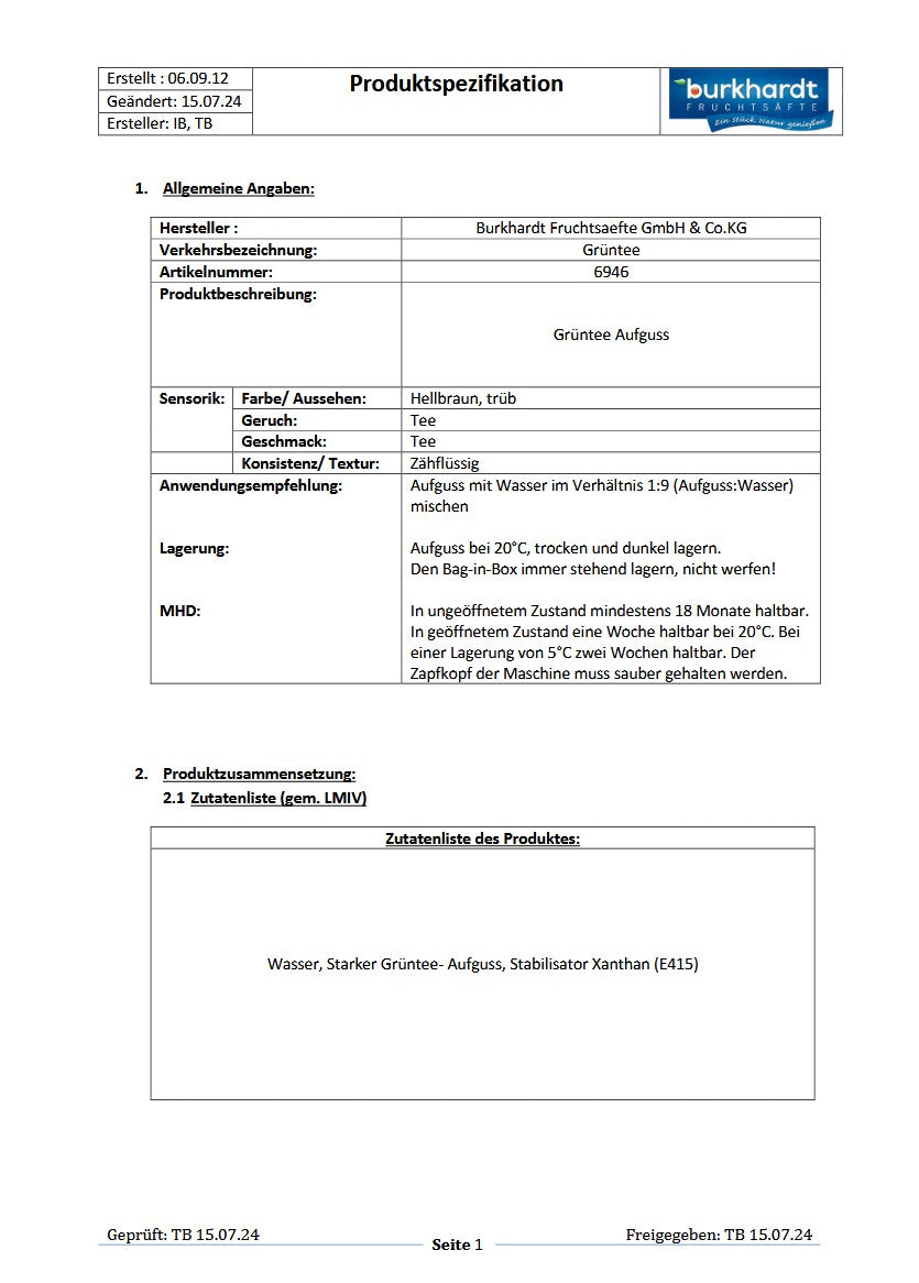 4*  Grüntee Grundstoff (1:9) 5L BiB