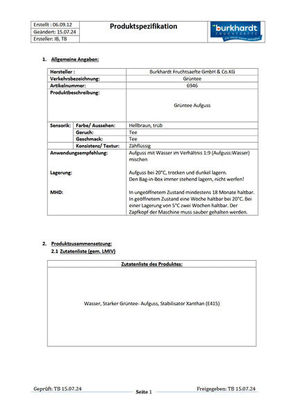 4*  Grüntee Grundstoff (1:9) 5L BiB