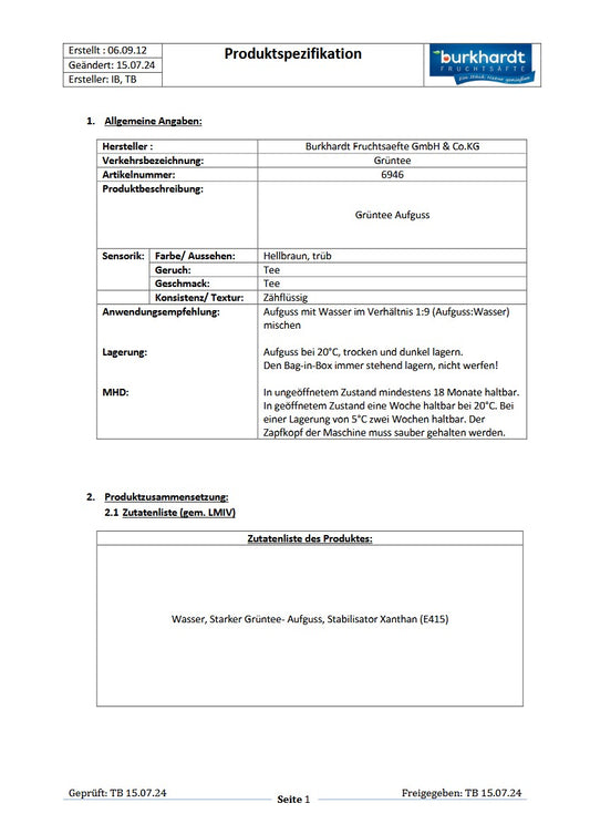 4*  Grüntee Grundstoff (1:9) 5L BiB