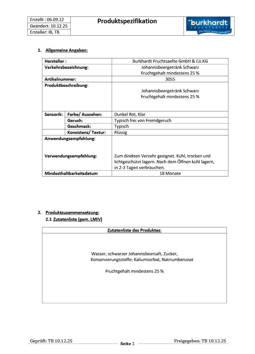 2 x Johannesbeergetränk 10L BiB