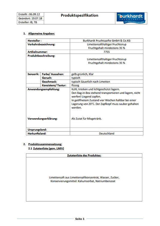 4*  Lime Juice5L BiB