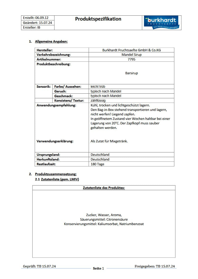 4*  Sirup Mandel 5L BiB