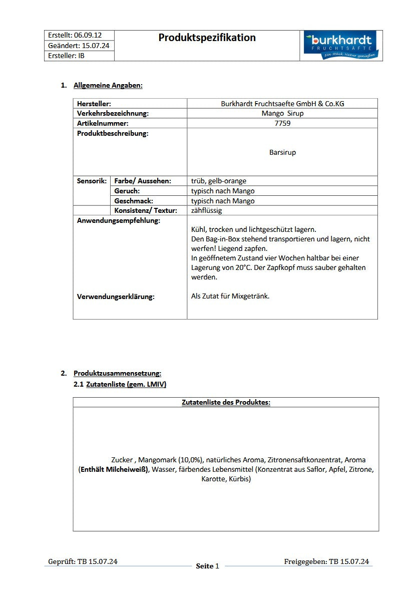 4*  Sirup Mango 5L BiB