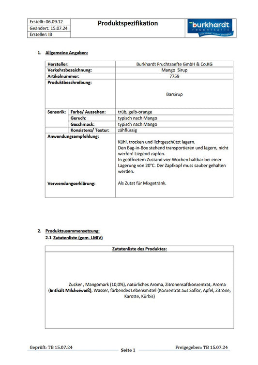 4*  Sirup Mango 5L BiB