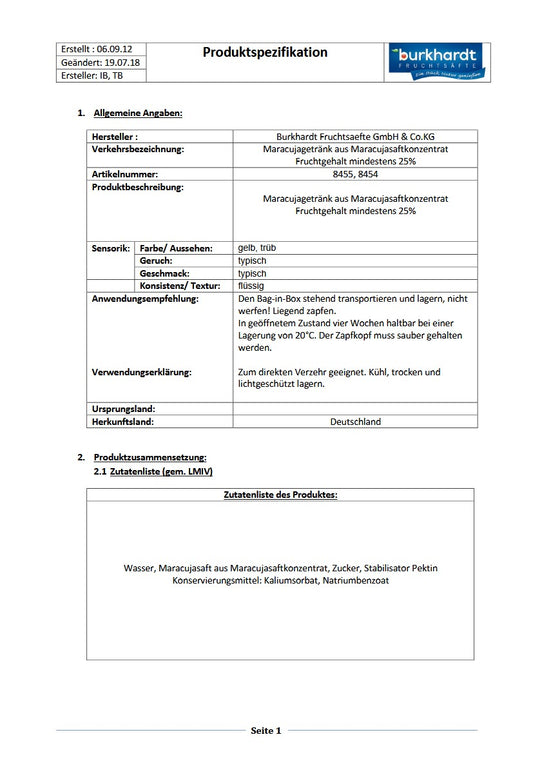 2 x Maracujagetränk 10L BiB