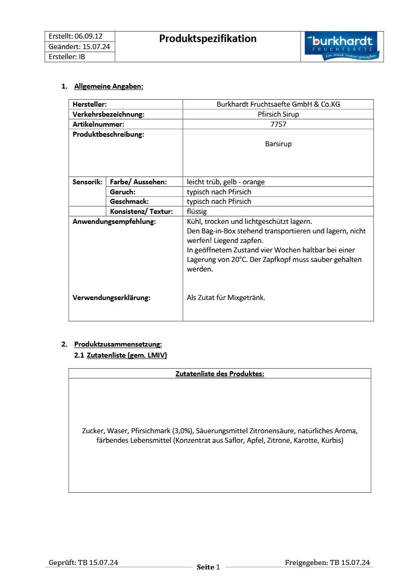 4*  Sirup Pfirsich 5L BiB