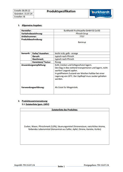 4*  Sirup Pfirsich 5L BiB