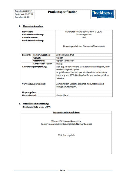 4* Zitronensaftgetränk 5L BiB