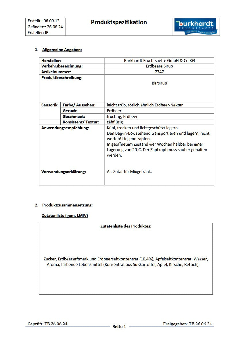 4*  Sirup Erdbeer 5L BiB