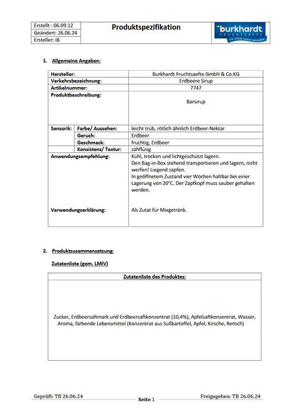 4*  Sirup Erdbeer 5L BiB